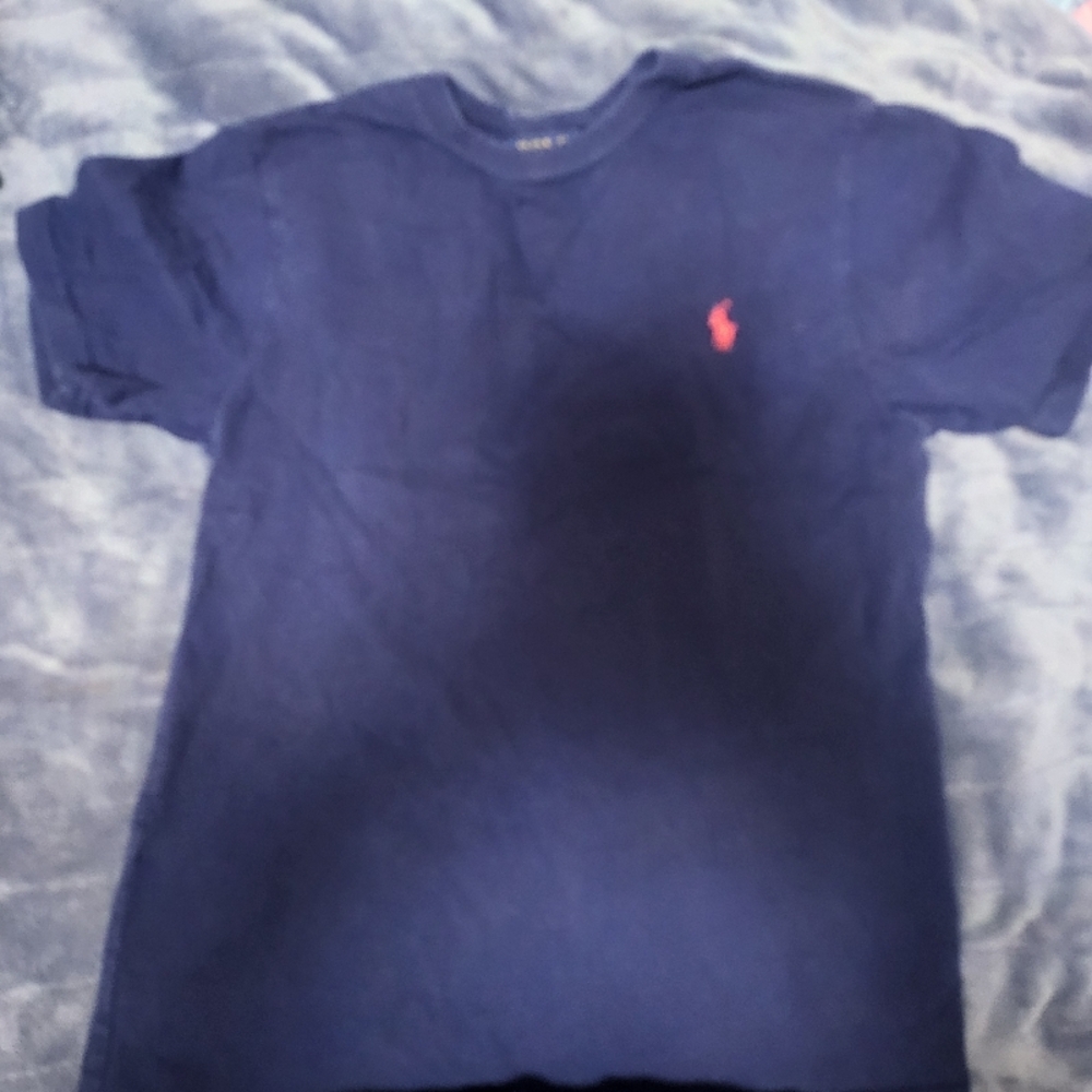 Navy Blue Kids Shirt with Red Logo